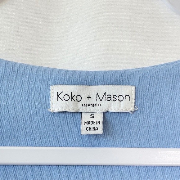 Koko Mason Geometric V-Neck Long Sleeve Midi Blue Dress SIZE S - Picture 10 of 16